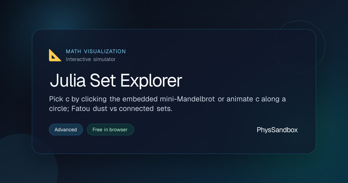 Julia Set Explorer — Simulator | PhysSandbox