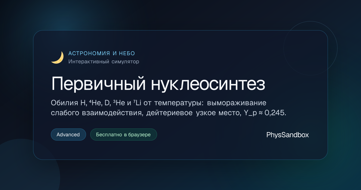 Big Bang Nucleosynthesis (BBN) — Симулятор | PhysSandbox