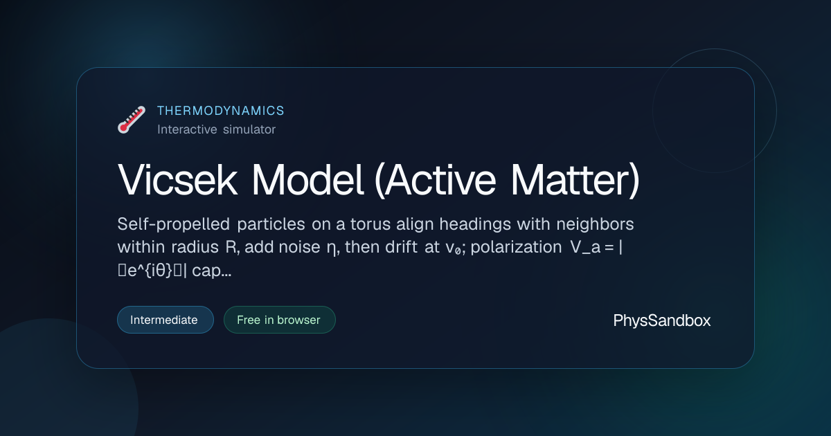 Vicsek Model (Active Matter) — Simulator | PhysSandbox
